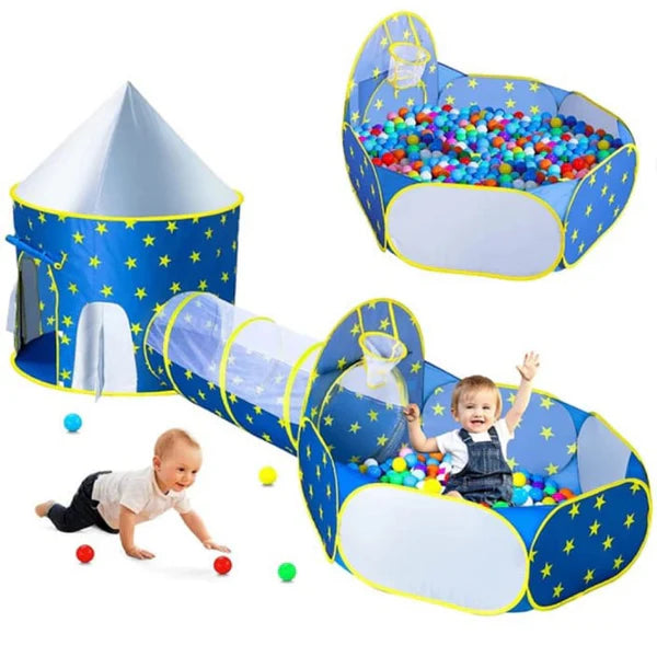 CARPA, TÚNEL Y PISCINA DE PELOTAS 3 EN 1